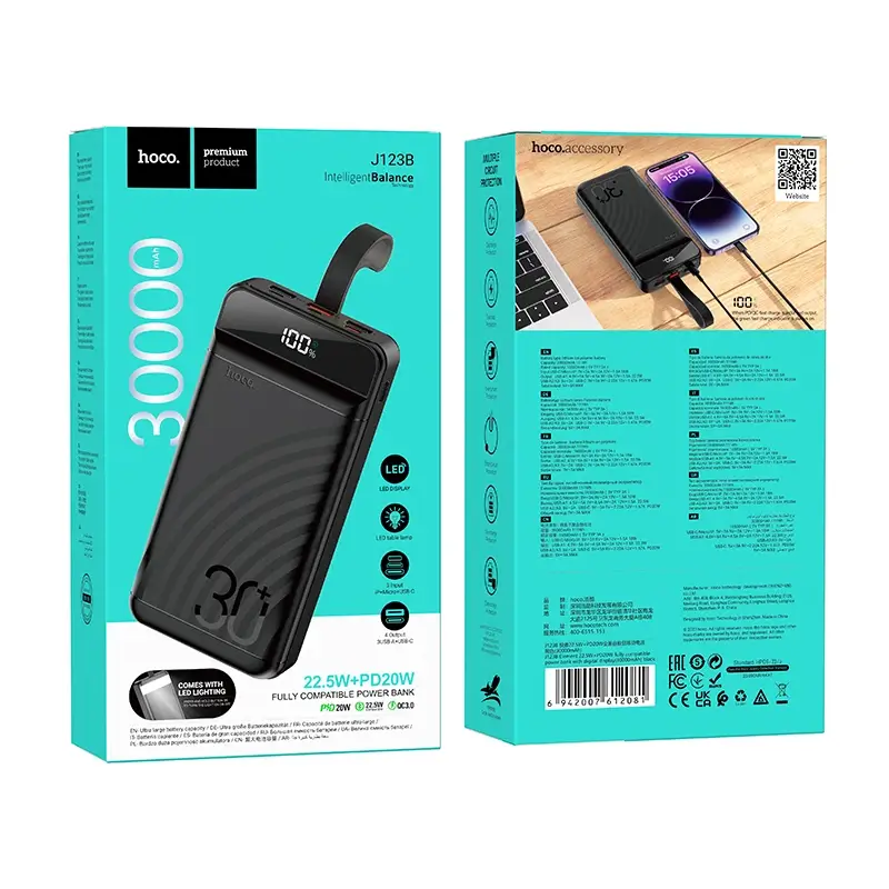 Hoco J123B Element 22.5W+PD20W Fully Compatible Power Bank (30000mAh) The search for the best power bank in Bangladesh ends with the powerful Hoco J123B Element 30000mAh Power Bank, available now at Hoco Bangladesh. Designed for maximum efficiency, this fast charging power bank supports 22.5W and PD20W outputs, making it perfect for those who need a trusted and speedy backup. With a durable build and stylish design, it stands out among the best power bank in bd options today. At such an affordable power bank price in bd, the Hoco J123B easily ranks as one of the best power bank choices in the market. If you are specifically searching for the best power bank for iphone or Android, this is the one you can’t miss! Why Buy Hoco J123B From Hoco Bangladesh? At Hoco Bangladesh, we guarantee original products, genuine warranty support, and the most competitive power bank price. Whether you’re searching for a hoco power bank that suits Android, iPhone, tablets, or other devices, the Hoco J123B Element covers all your needs. The affordable power bank price in bangladesh makes this model an easy recommendation when people search for the best power bank for iphone or any quick-charging compatible device. Its combination of speed, portability, and durability makes the J123B the top pick among power bank bd lovers. For users looking for the best power bank in bangladesh that supports fast charging power bank speeds and has the versatility of multiple inputs and outputs, the Hoco J123B Element 30000mAh Power Bank is the clear winner. Shop confidently from Hoco Bangladesh and get this premium hoco power bank at the best power bank price in bd today! Ideal for all your fast-charging needs, whether you’re searching for the best power bank for iphone or Android.